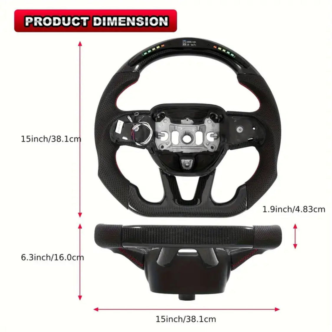 Dodge Charger/Challenger/Durango/Jeep LED Carbon Fiber Steering Wheel